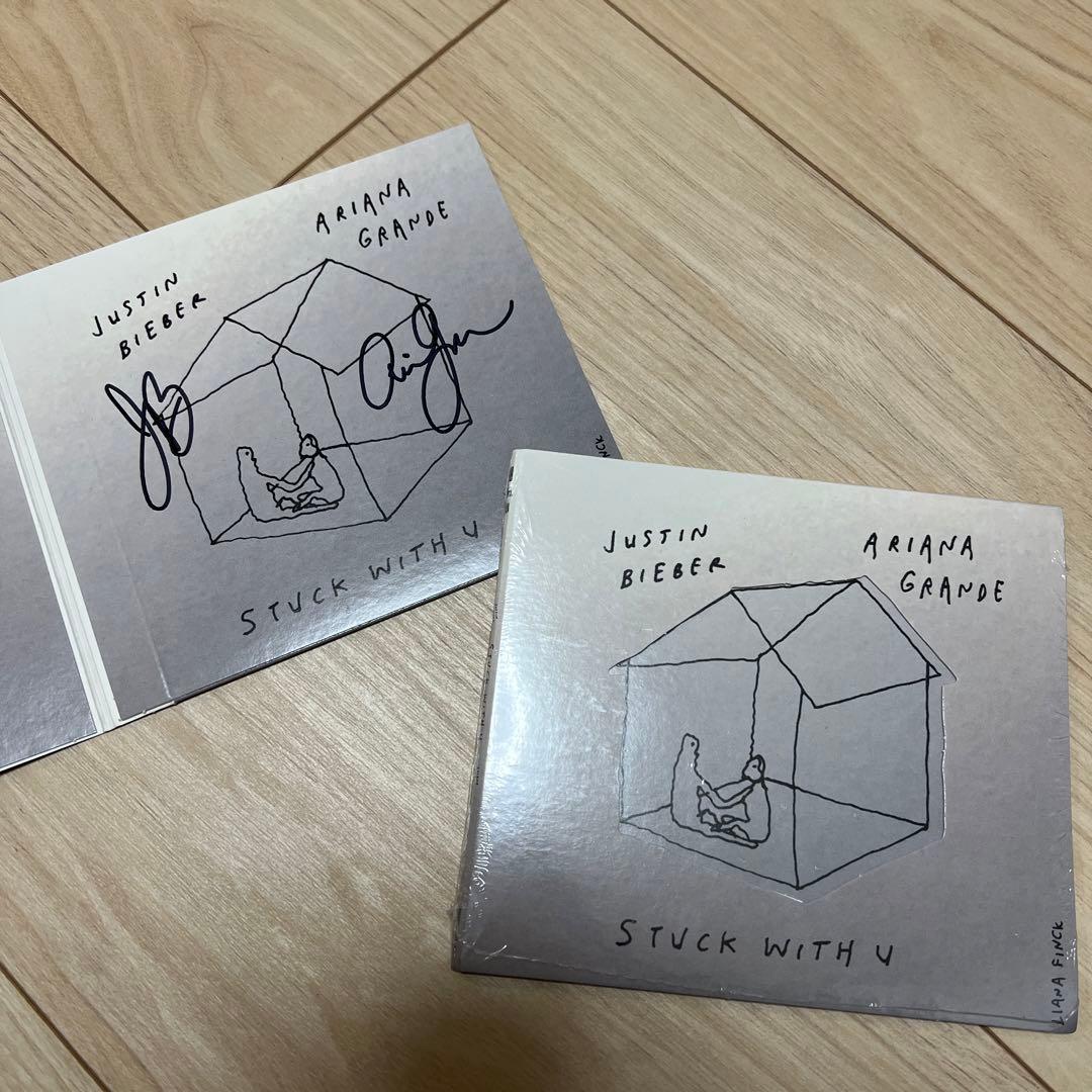 stuck with uジャスティンビーバーアリアナグランデ直筆サイン入りcd