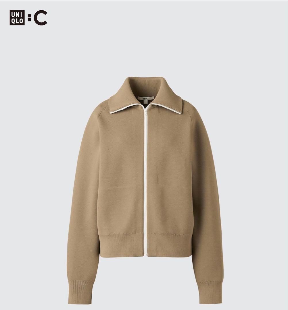 新品未使用】ユニクロC ミラノリブフルジップカーディガン ベージュ L