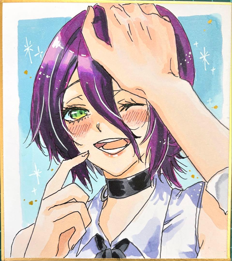 レゼ 手描きイラスト ファンアート チェンソーマン コピック 色紙