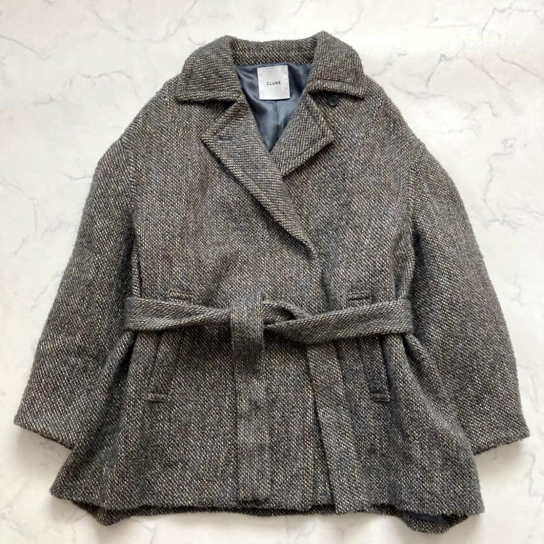 CLANE クラネ　MIX LOOP TWEED BOX COAT ツイード CLANE - ミックスループツイードボックスコート - MIX LOOP TWEED BOX