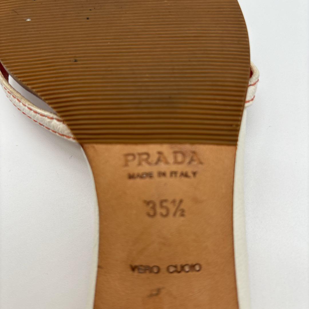 プラダ リボンデザインバイカラー ミュール サイズ35 1/2 22.5㎝相当