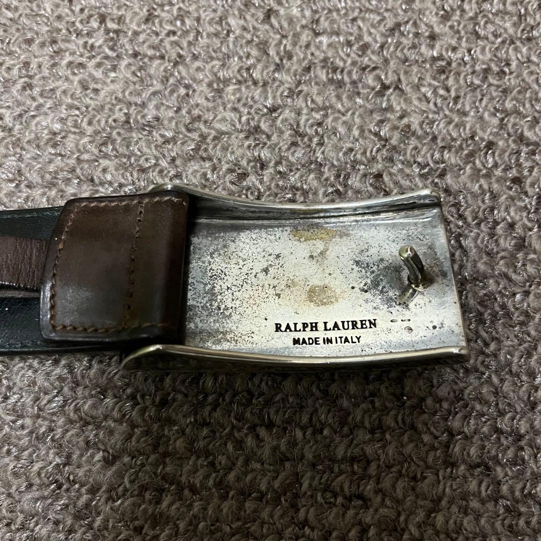 90年代 ラルフローレン シルバーバックル 925 ベルト イタリア製 36