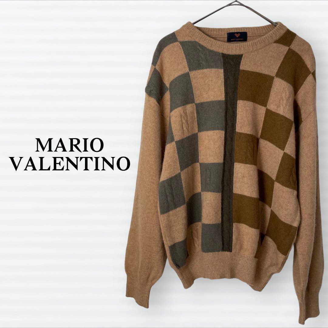 マリオ・ヴァレンチノ/ウール100%/チェック柄 ニット/セーター - メルカリ