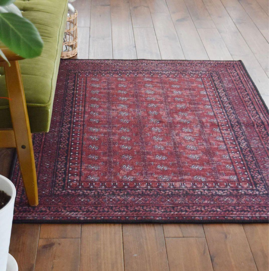 TOCO LIFE ヴィンテージ風ラグマット レッド 140×200㎝ ヴィンテージ風ラグ TOCORU Series ブハラ ループ レッド– ラグと
