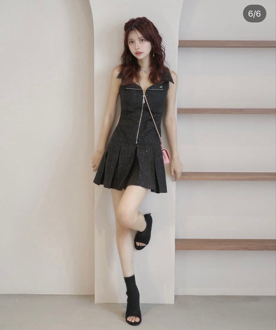 完売品】Randy シャイニーツイードジップワンピース ブラック S - メルカリ