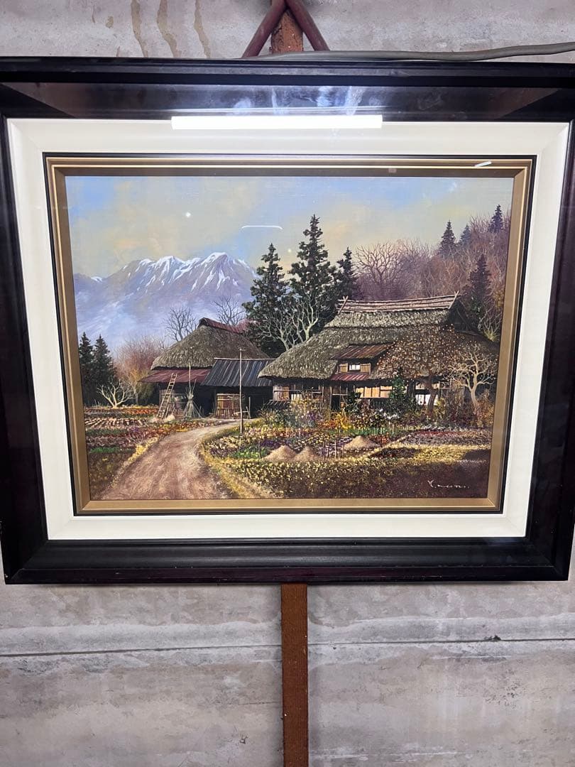 真作■油彩■諸沢吉美■甲斐路風景■ 諸沢吉美 『水澄む甲斐路』 油彩画 - 北海道画廊