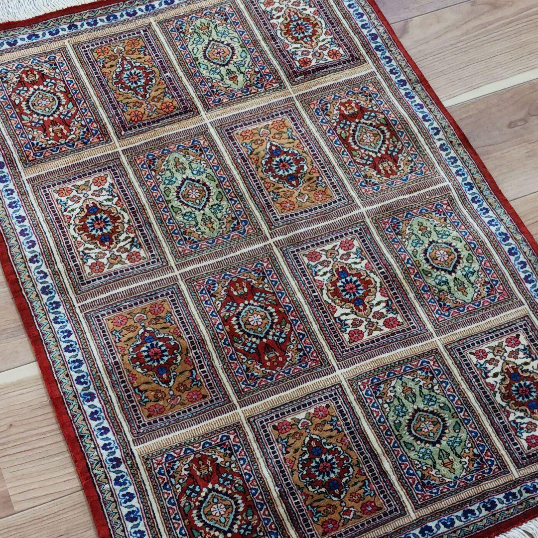 Y2605 最高級ペルシャ絨毯 クム産 シルク100％ 手織100万ノット 高級ペルシャ絨毯クム産シルク100％ ノウリ工房 300x203cm（FN-10049