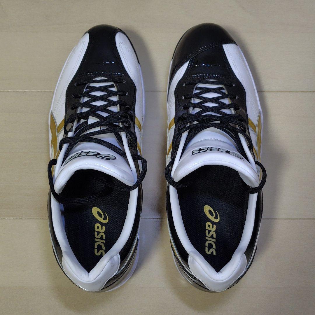 ASICS野球用オーダースパイクシューズ 白/黒/金 27.5cm