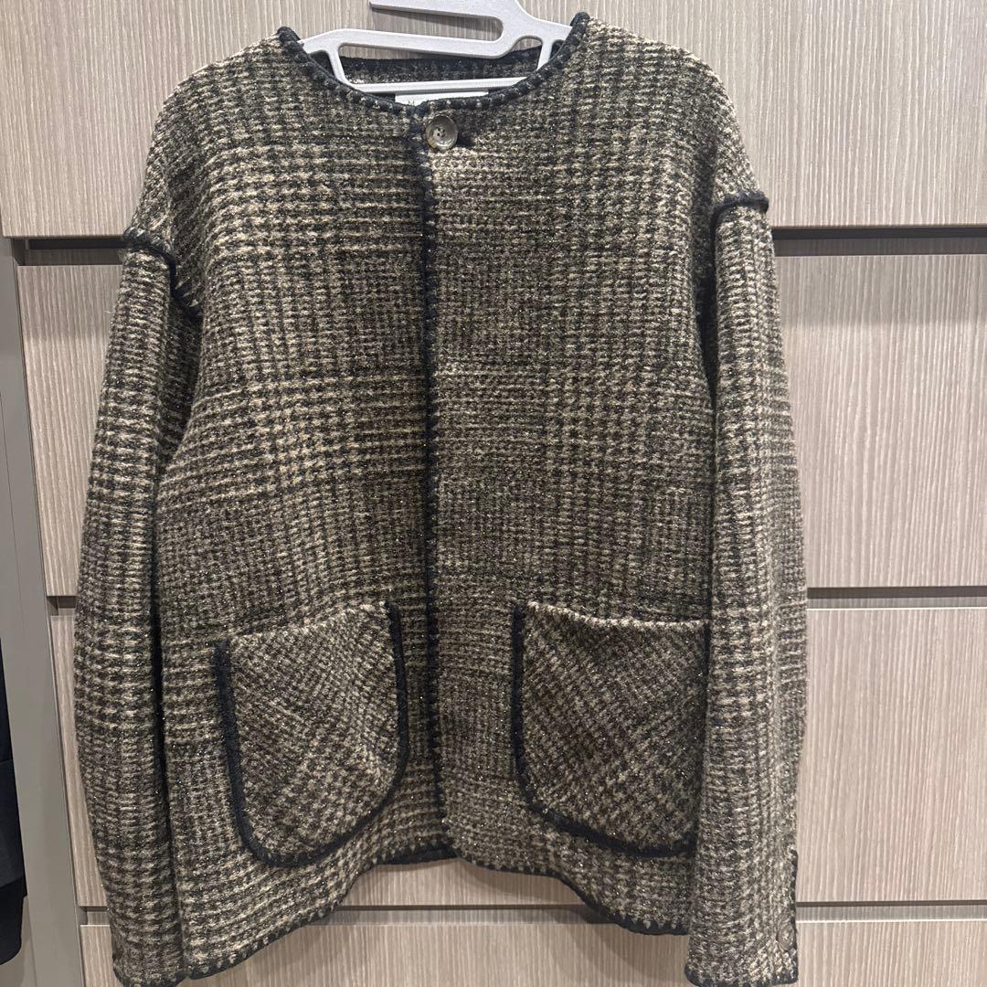 TOMORROWLAND MACPHEEチェックスパーク クルーネックジャケット セール】 チェックスパーク クルーネックジャケット （ノーカラー