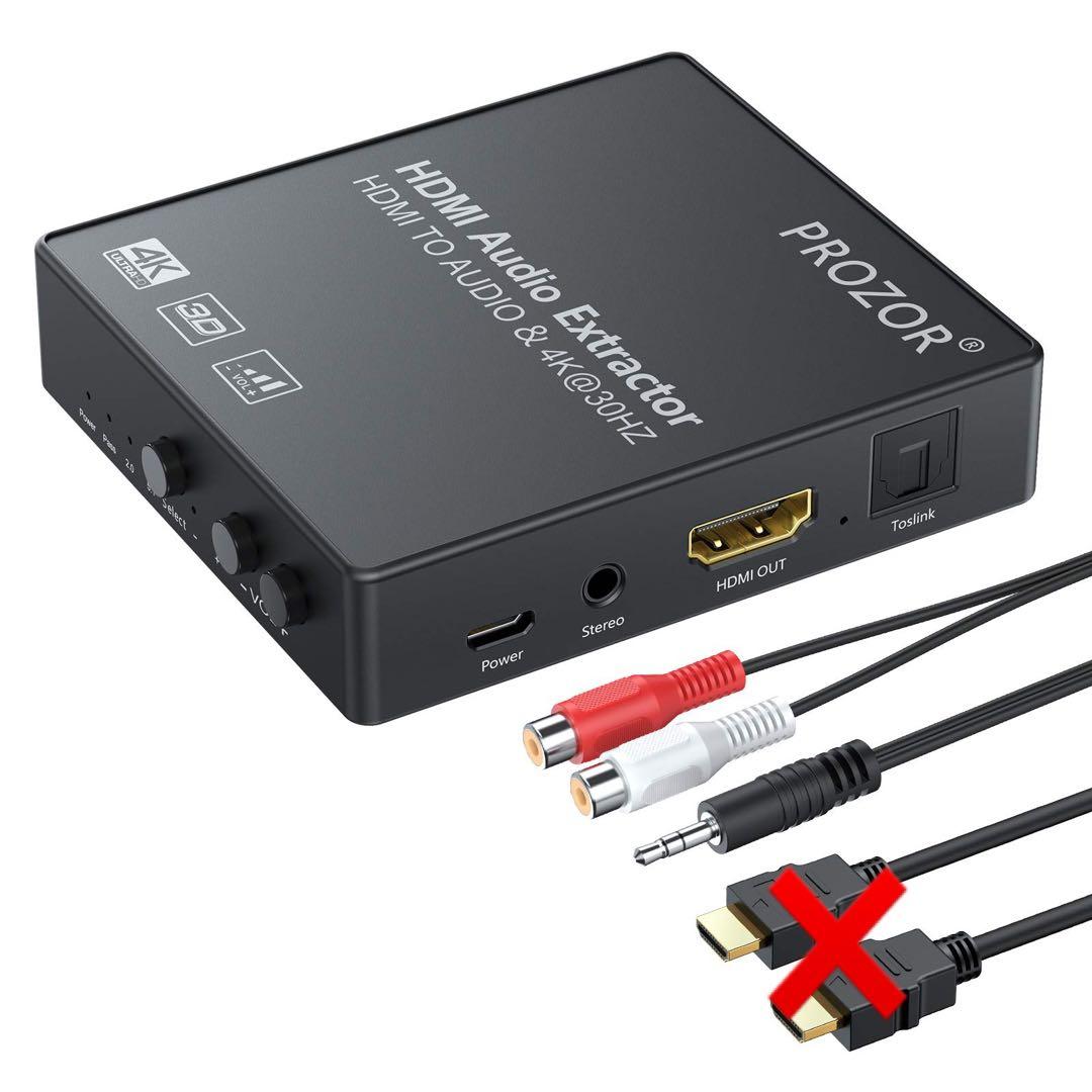 即購入OK⭕️PROZOR HDMIオーディオエクストラクター Amazon | PROZOR HDMIオーディオ分離器 4K@30Hz 1080P 3D映像対応 光