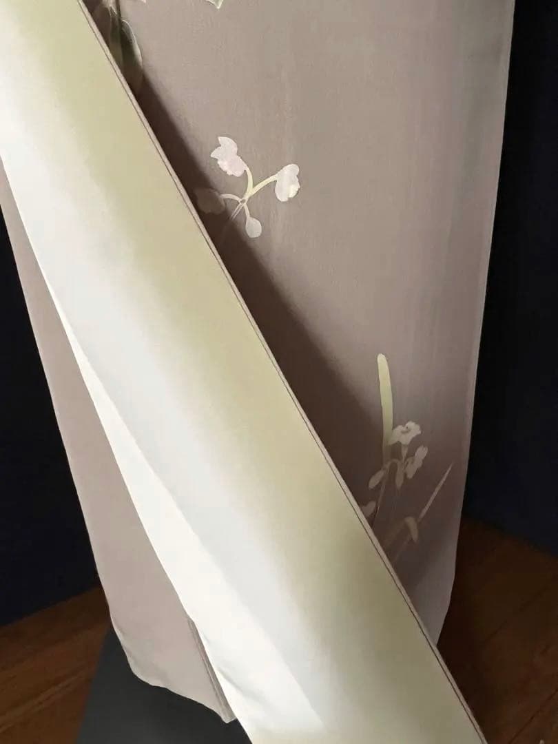 訪問着】京加賀友禅 松本健一 優美な手描き友禅 亜麻色 ＋ 身幅直し