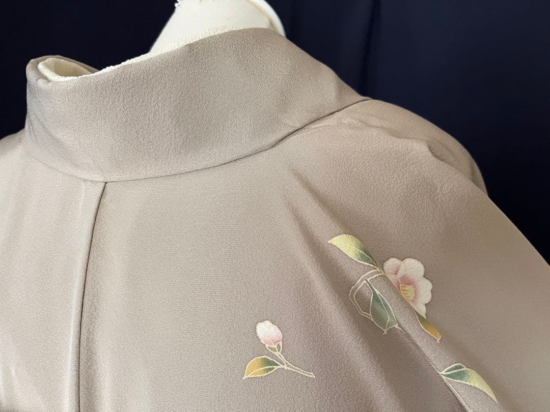 訪問着】京加賀友禅 松本健一 優美な手描き友禅 亜麻色 ＋ 身幅直し