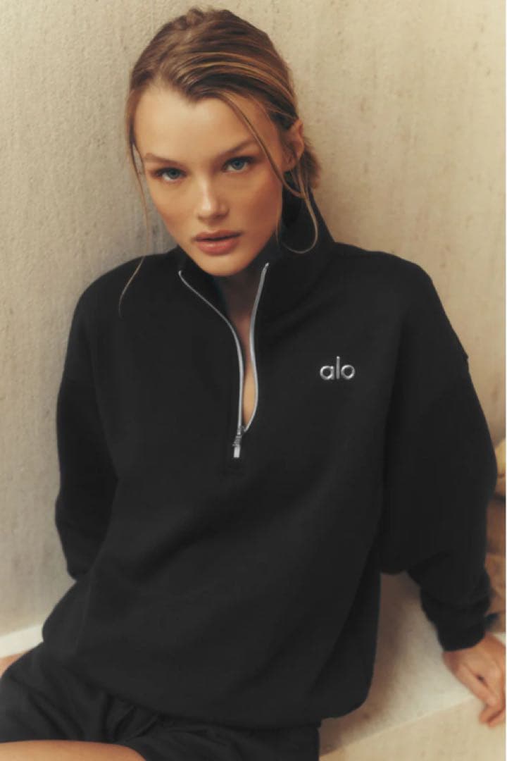 alo Accolade 1/4 Zip pullover ブラック　S Accolade 1/4 Zip Pullover - Black | ALO
