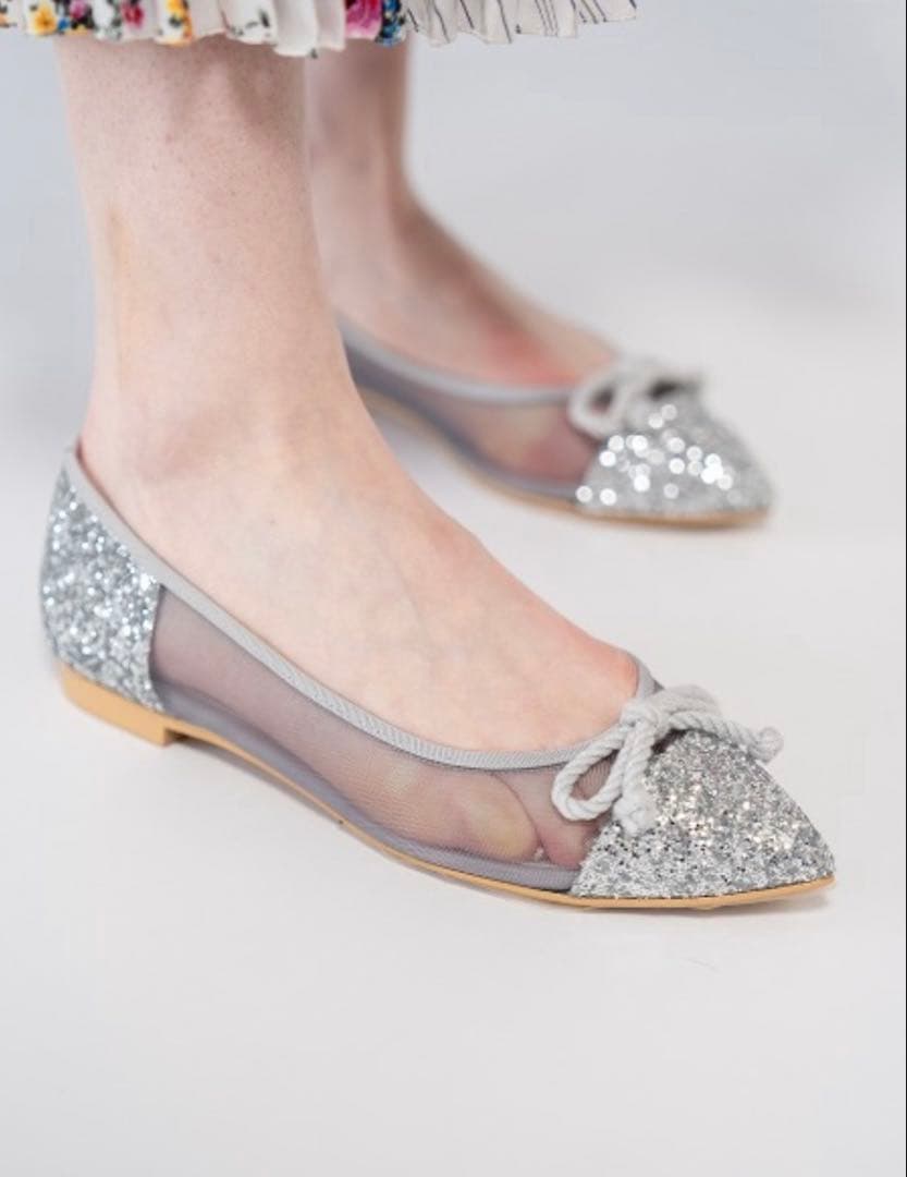 Emma Francis ポインテッドトゥ チュール フラットバレエシューズ ポインテッドトゥ チュール フラットバレエシューズ（バレエシューズ