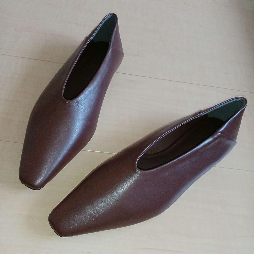 ADAM ET ROPE' ソフトスクエアフラットシューズ ダークブラウン24