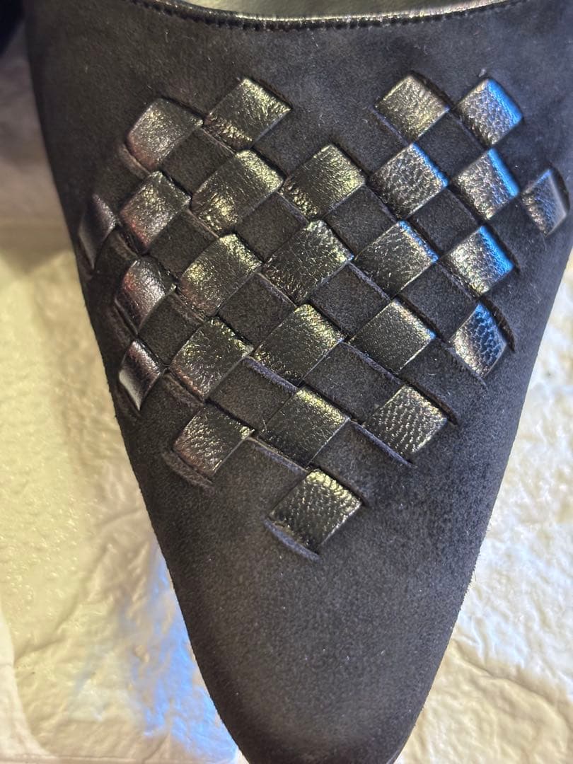 #美品Dior ブラック スエード ミュール ヒールパンプス#23.5cm