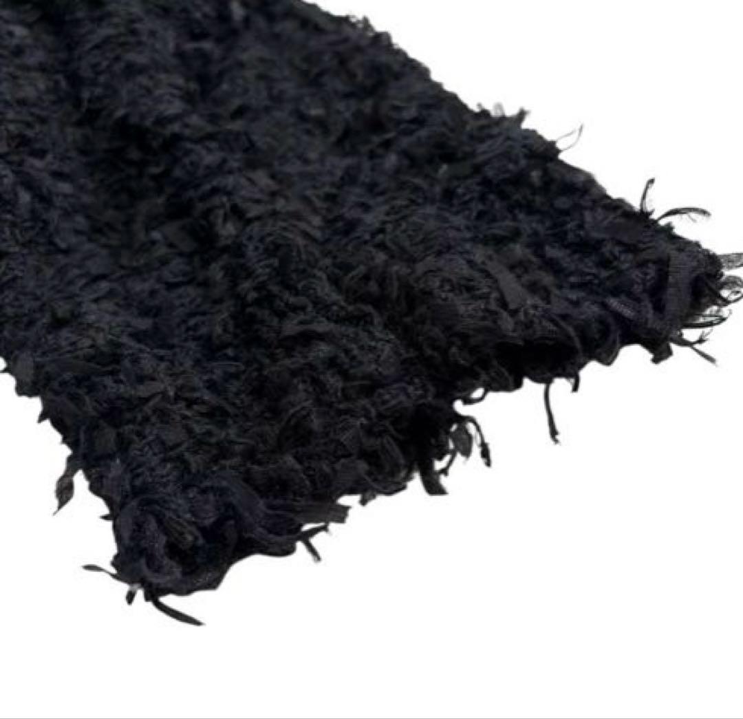 美品】Drawerドゥロワー テープヤーン カーディガン 黒 2 シルク