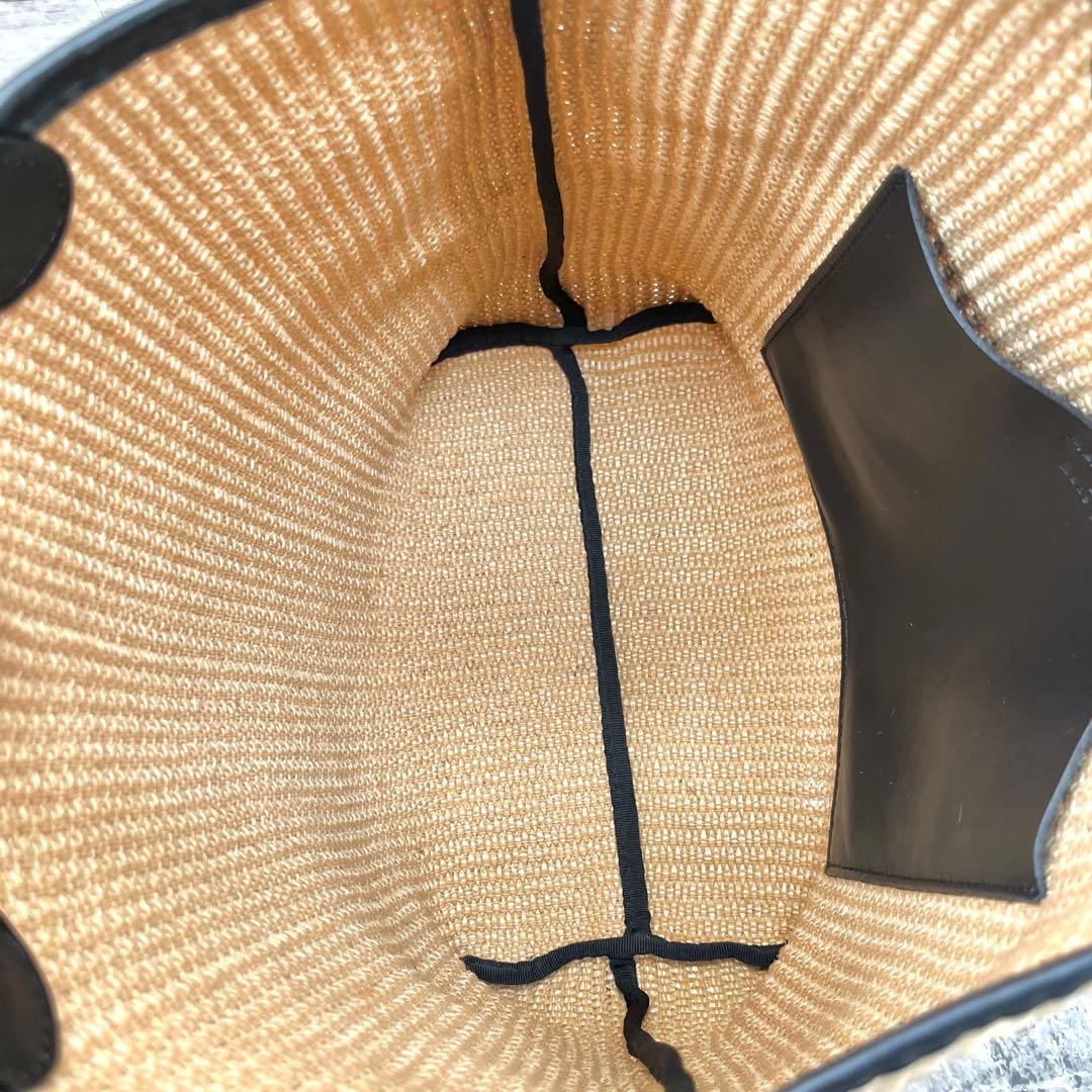 美品✨ マルコマージ 雑材 トートバッグ ラフィア風 ストロー ブラック