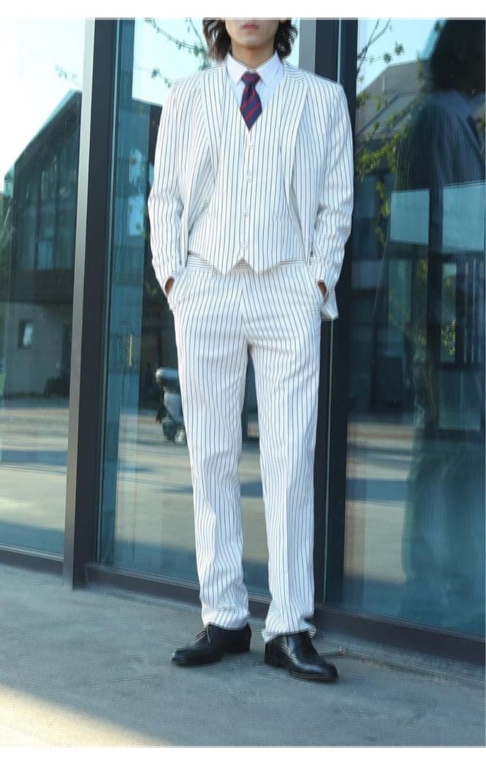 桃源暗鬼 桃太郎機関 コスプレ ストライプ スリーピーススーツ L