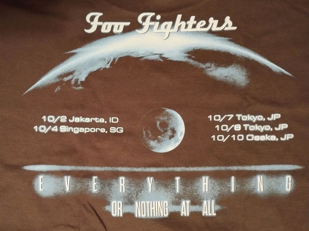 フー・ファイターズ 2025 ツアー限定 Tシャツ ブルーグロウ Cグレー XL