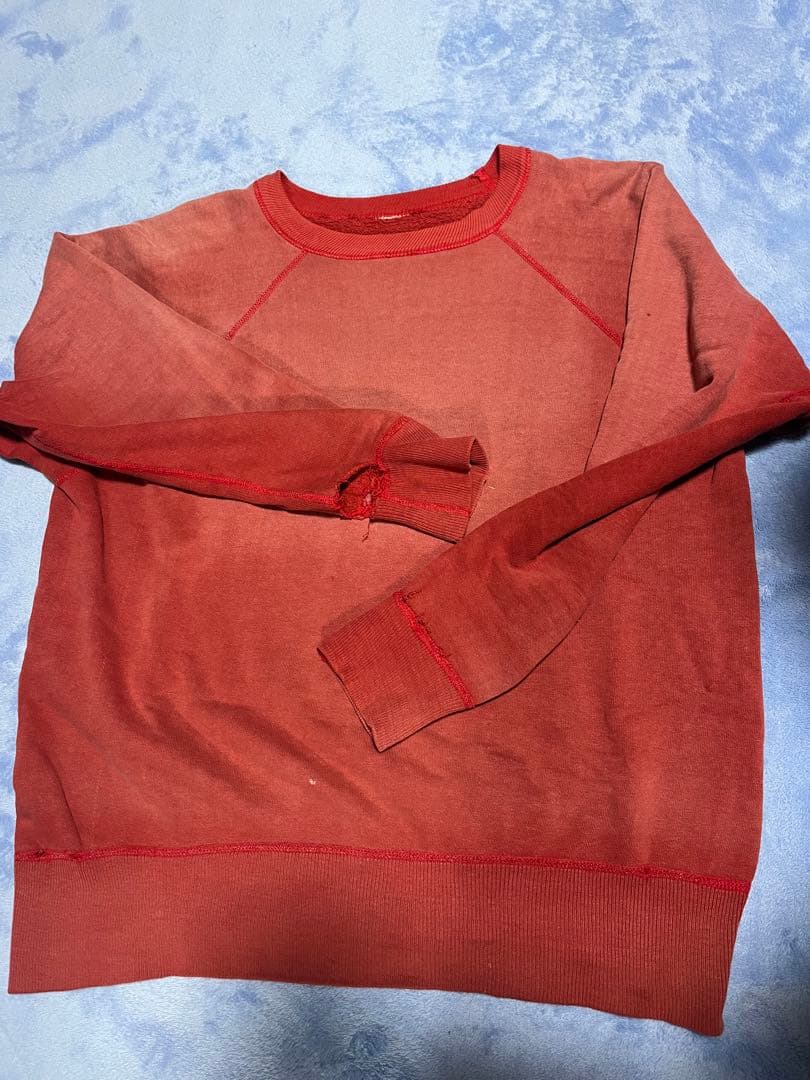 50s ラグランスリーブ ヴィンテージスウェット 赤フェードサーモン