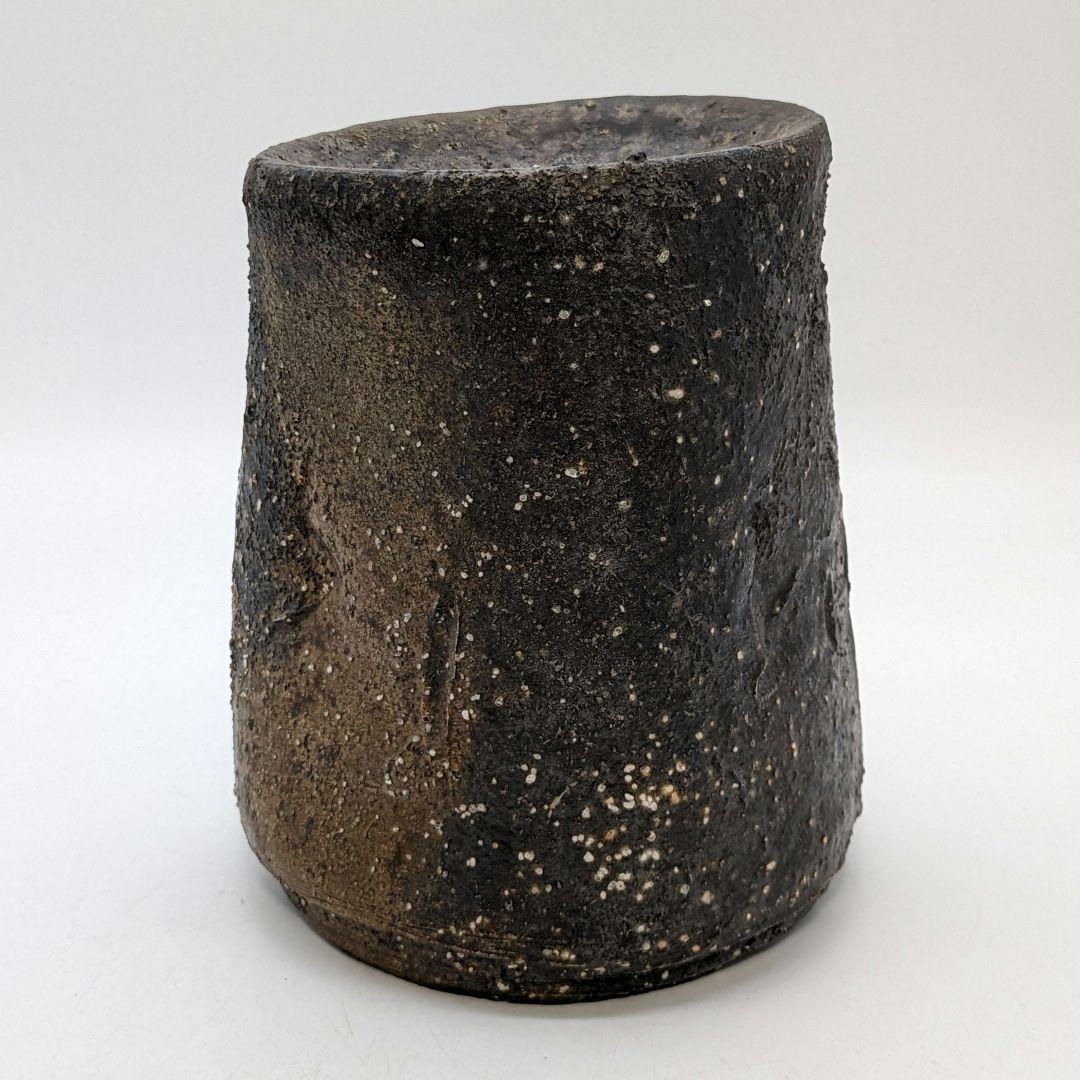竹子窯 西川政彦 備前焼 窯変旅枕三角花入 花器 花瓶 フラワーベース 置物