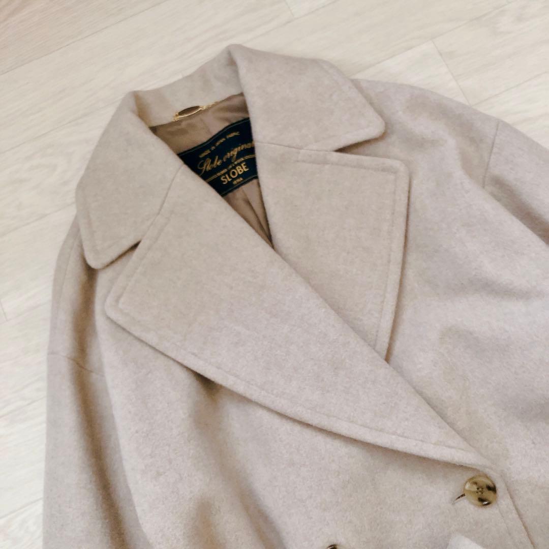 美品 スローブイエナ SUPER100メルトン ビックラペルコート ロング丈