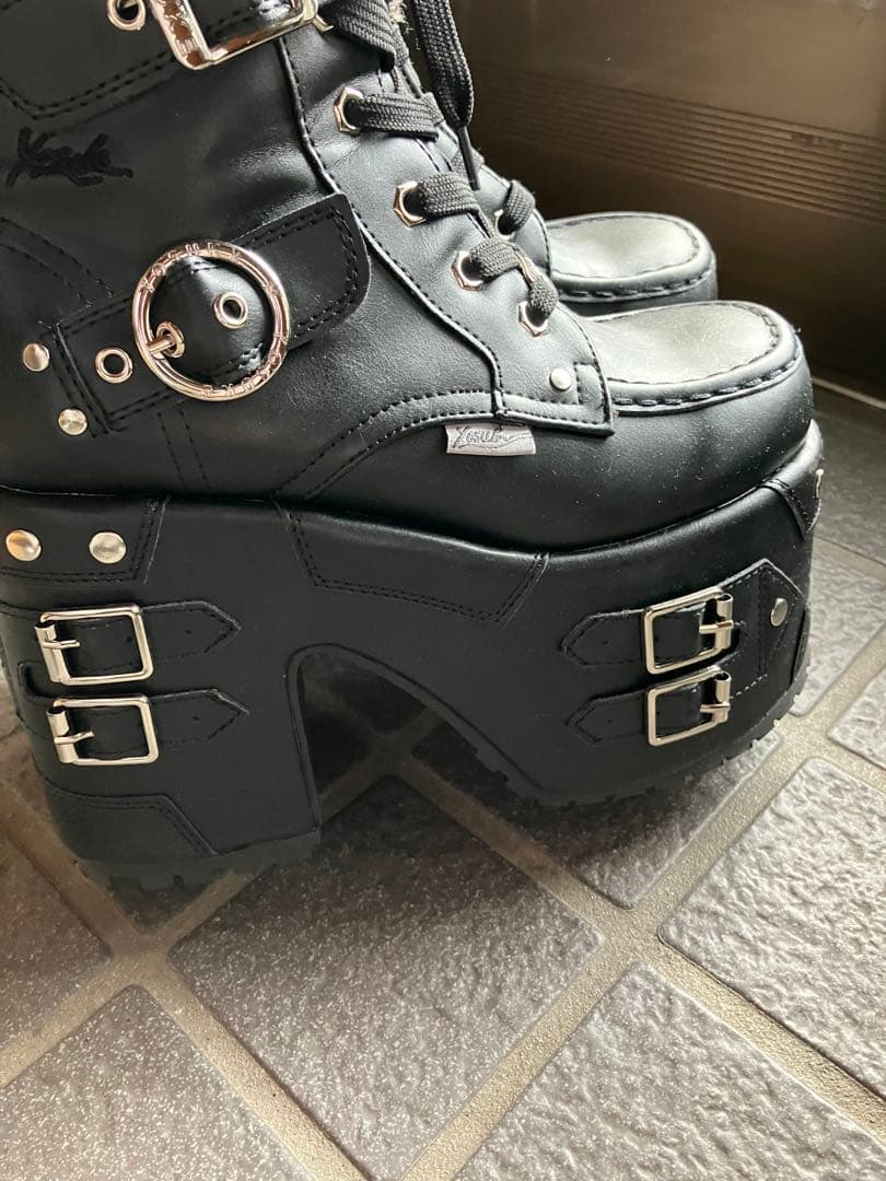 ヨースケ 厚底ブーツ ショート丈 編み上げ ロック パンク 地雷