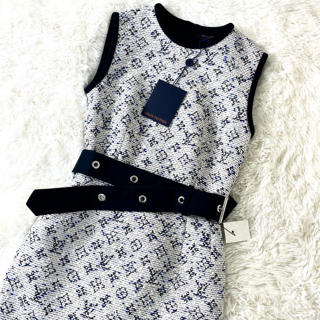 タグ付き　ルイヴィトン　ツイード　ワンピース　ノースリーブ　ウエストベルト LOUIS VUITTON（ルイ・ヴィトン） ワンピース スケータードレス