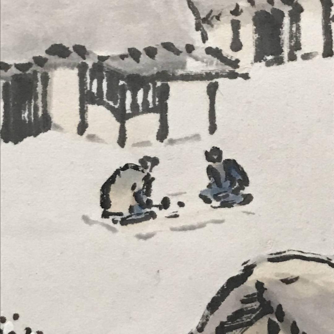 真作】佐々木尚文/山家早春図/山水人物図/馬子図/掛軸/名家伝来/AB-793