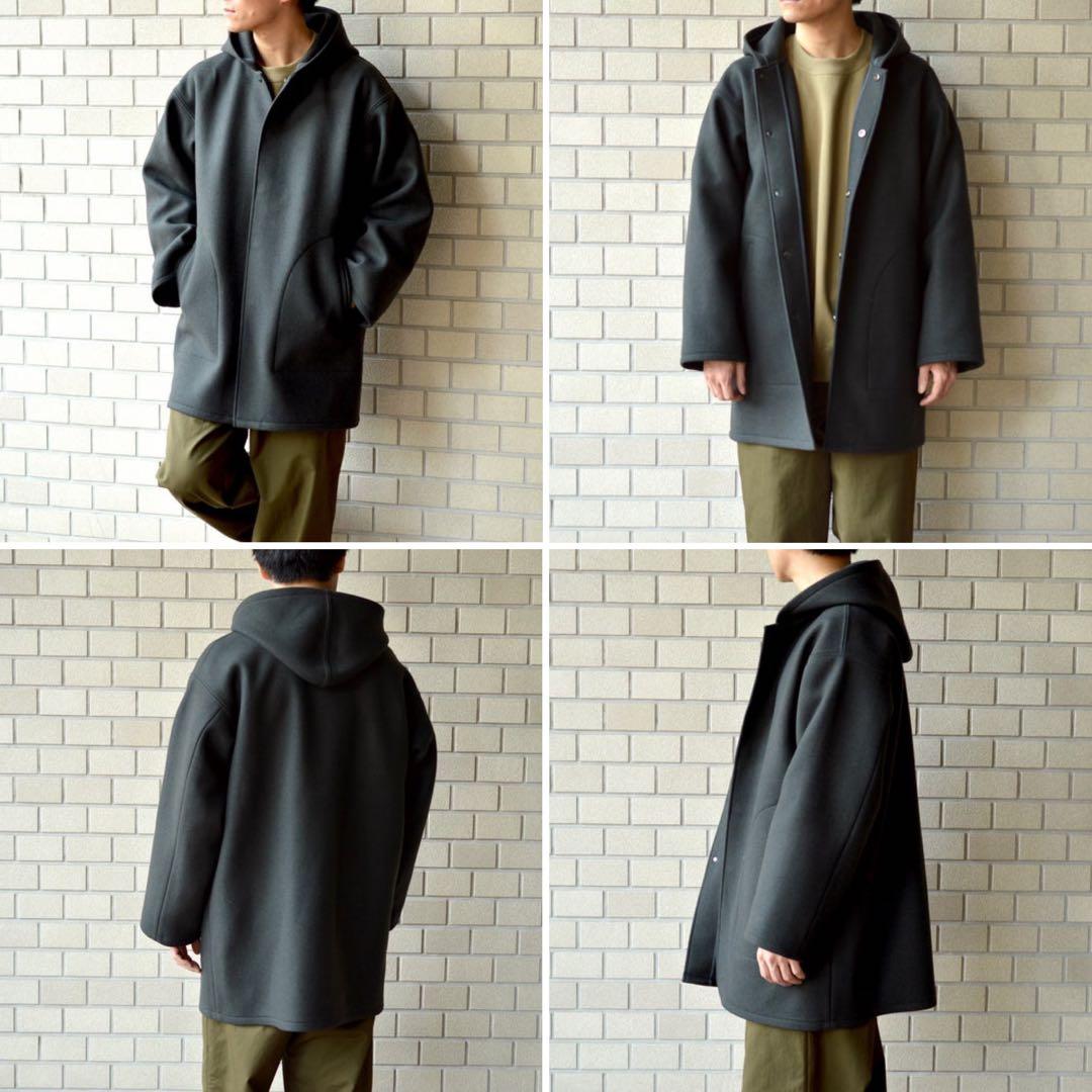 AURALEE ヘビーメルトン フーデッドコート グレー サイズ4 日本製