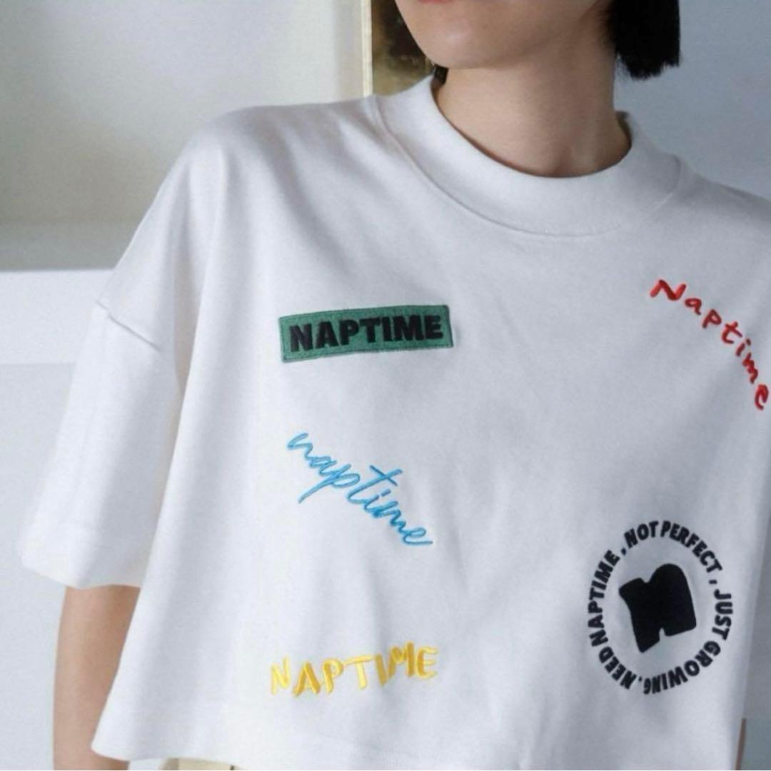 完売Nissyナップタイム naptime. クロップド刺繍TシャツホワイトF