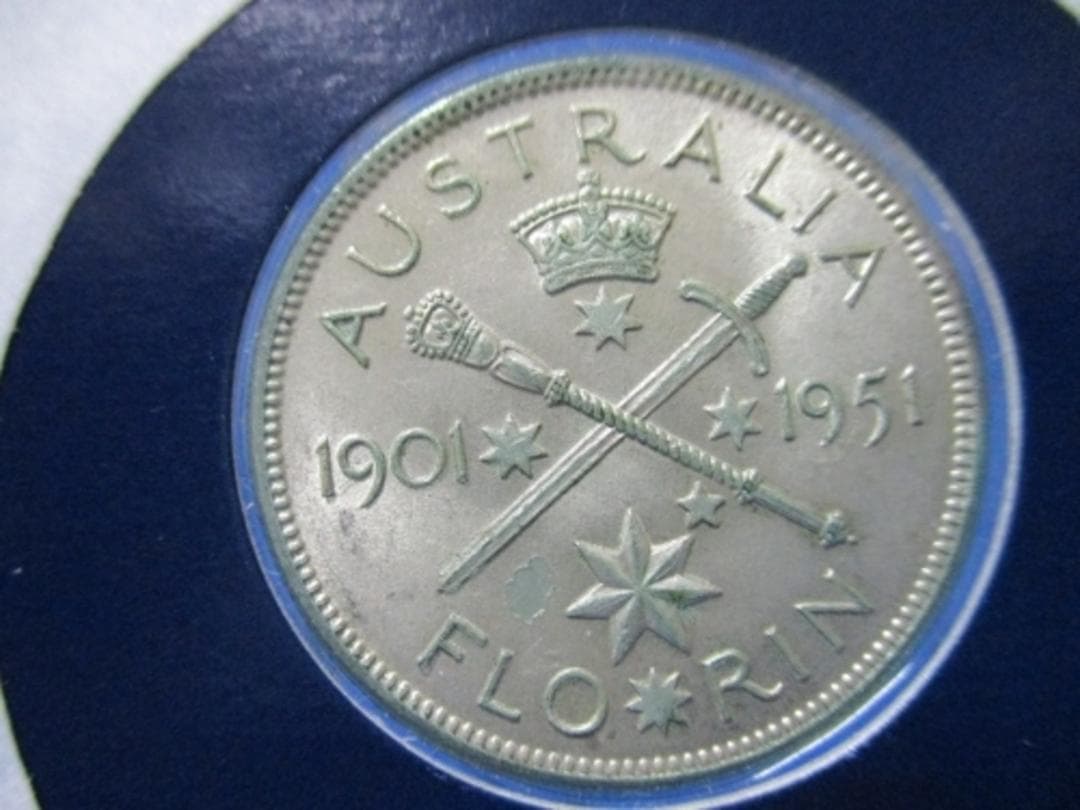 オーストラリア 1フローリン銀貨☆1951年／ジョージ6世／極美品