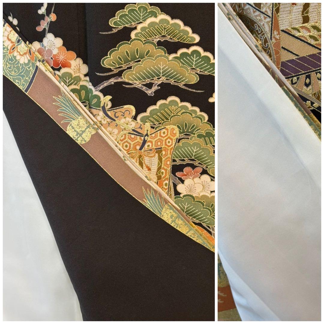正絹豪華作家物黒留袖5点フルセット 黒留袖 袋帯 帯締め帯揚げ 末広