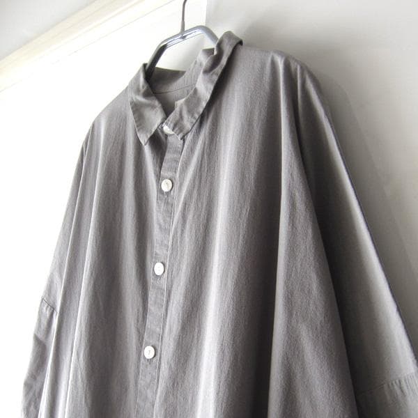 e*7様 美品 HUIS.／ハウス☆ コットン ロングシャツ グレー F