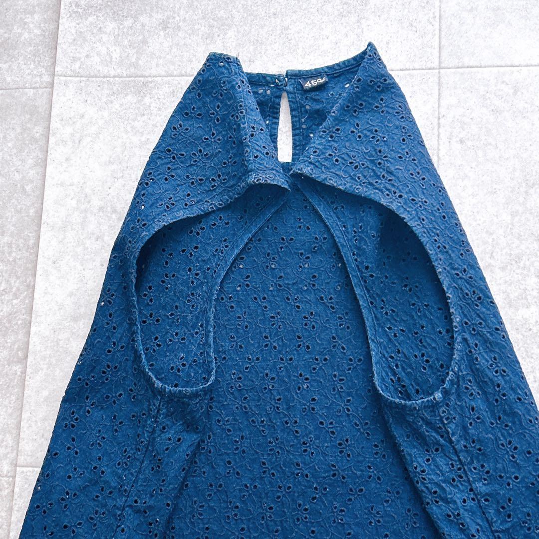 45R タペット カットワークキャミソール インディゴ カットワーク 現行