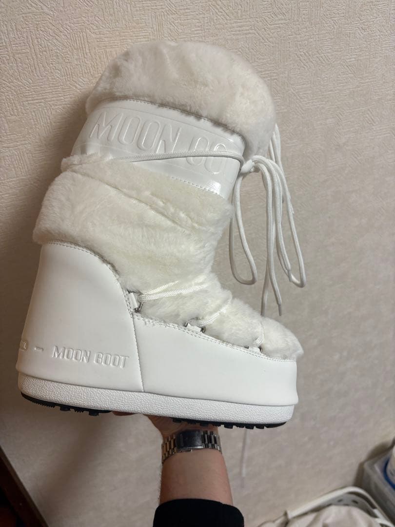 Moon Boots ムーンブーツ ホワイトファ MOON BOOT Icon shell and faux leather snow boots | NET-A-PORTER