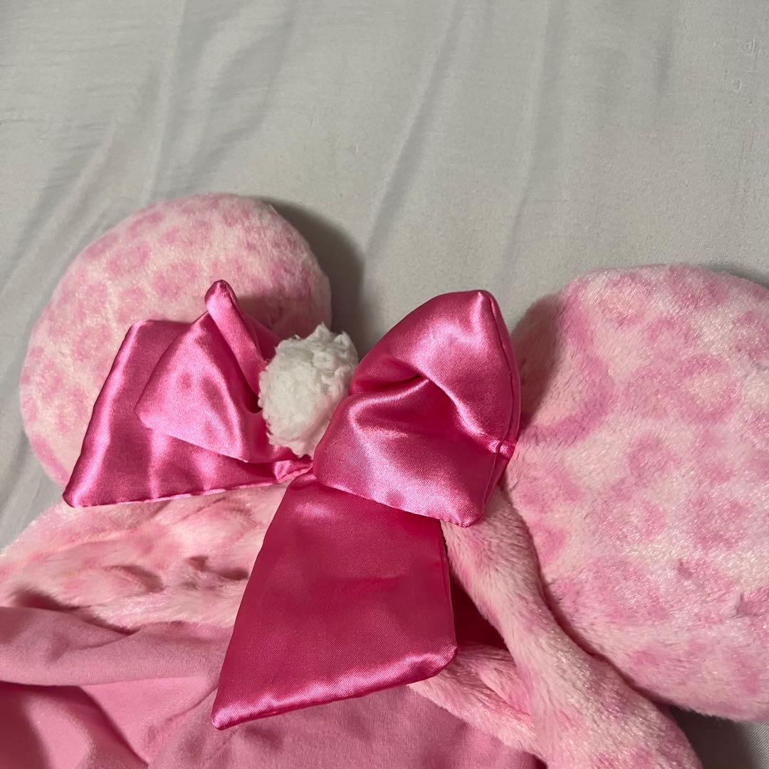 ディズニー ミニー マフラーキャップ ヒョウ柄 ピンク - メルカリ