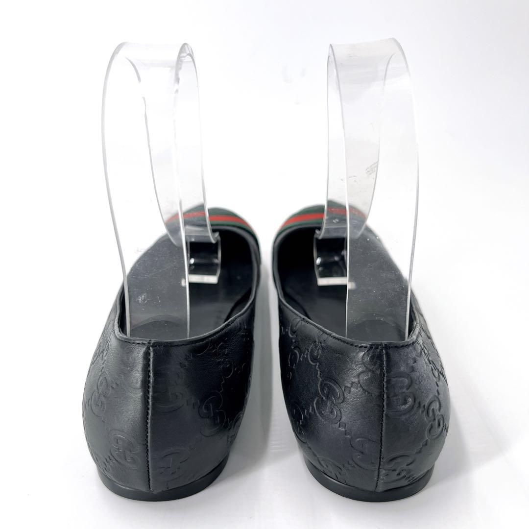 グッチ フラットパンプス シマ シェリーライン バレエシューズ 黒 38 1/2