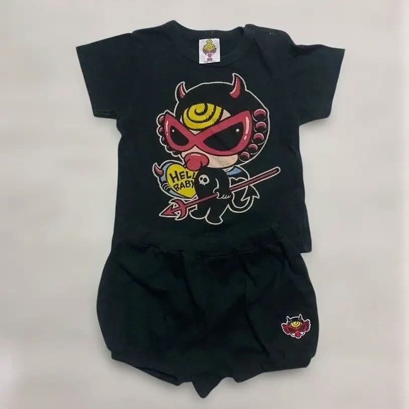 « 美品 » ヒステリックミニ デビルミニちゃん セットアップ 黒 80 HYSTERIC MINI（ヒステリックミニ） ベビー MY FIRST HYSTERIC