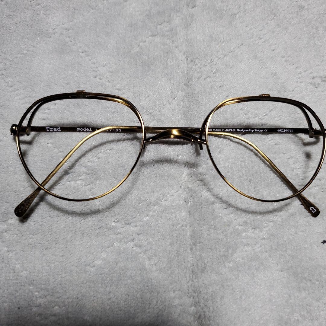 TRAD)Gentian 跳ね上げメガネ チタン製ゴールド - メルカリ