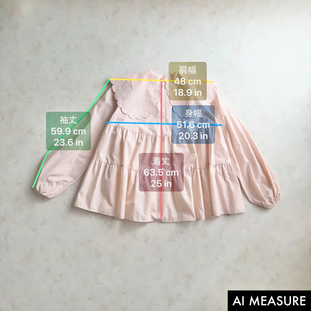 完売レア美品✨yori スカラップロングスリーブブラウス ピンク FREE