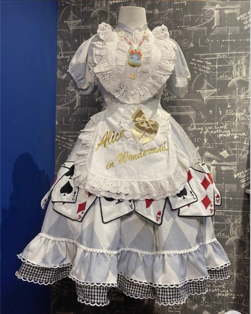 新品 ロリータ アリス風 トランプ柄エプロン 黒 - メルカリ