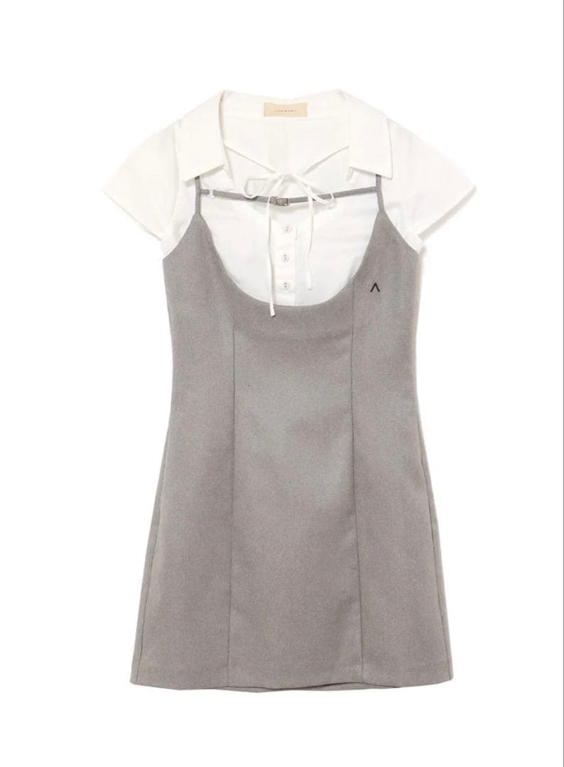 ワンピース andmary Betty layered dress gray ANDMARY】Betty layered check dress