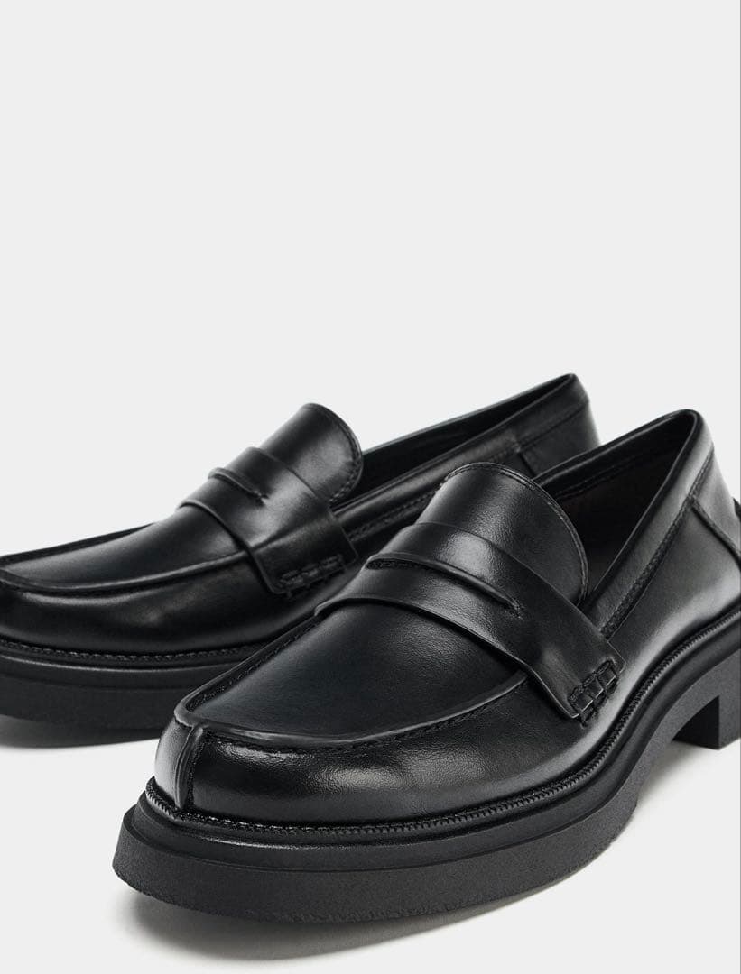 (a__y)ブラックレザー ローファー 厚底 本革 日本製 ローファー レディース 厚底 フラット 送料無料・メール便