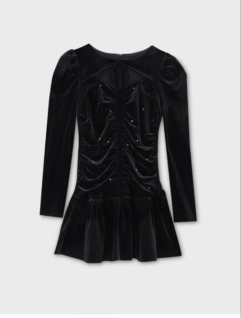 M me eme ベロアドレープミニドレス - メルカリ