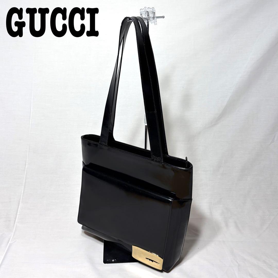 GUCCI グッチ　ショルダーバッグ　レザー　ブラック　高級　Gロゴ　金 中古・古着通販】GUCCI (グッチ) ショルダーバッグ/チェーン/レザー