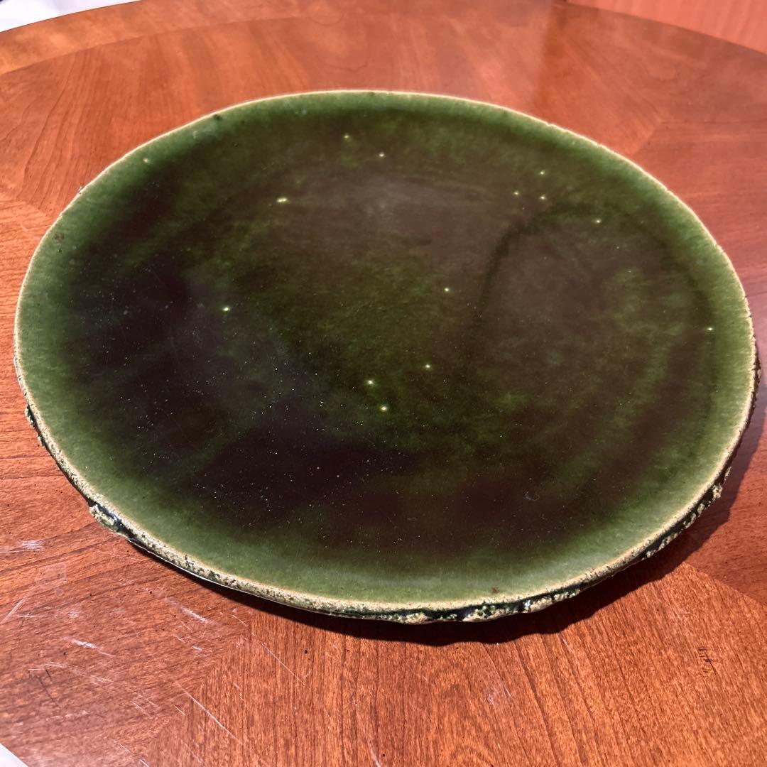 新品◇④織部焼 森脇 文直作 緑色の陶器製丸皿大皿35.5cm - メルカリ