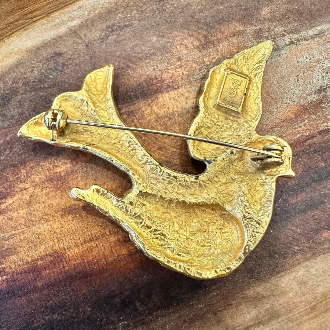 YSL イヴ・サンローランゴールド 鳥バードブローチ