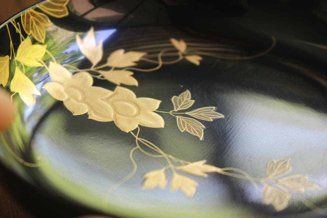 時代逸品！時代黒漆に極上草花蒔絵の映えるお椀7点（検輪島塗蒔絵椀